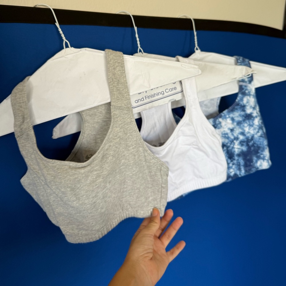Bundle- Fruit of the Loom Gray, White, and Blue Tie-Dye Sports Bra